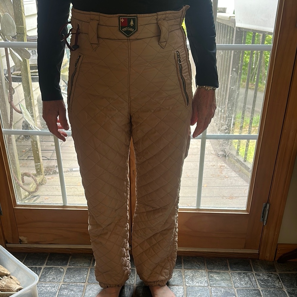 Postcard Vintage side zip Tan Quilted Ski Pants